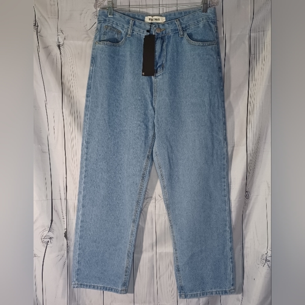 RealTakai Barrel Leg Baggy Light Wash Blue Denim Jeans NWT